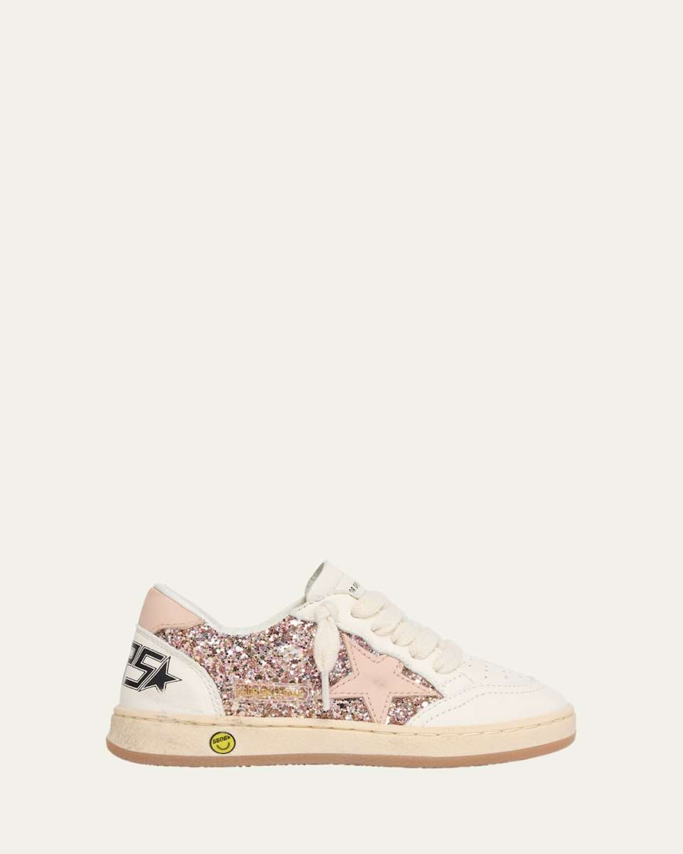 Girl's Ball Star Glitter and Leather Sneakers, Baby/Toddlers